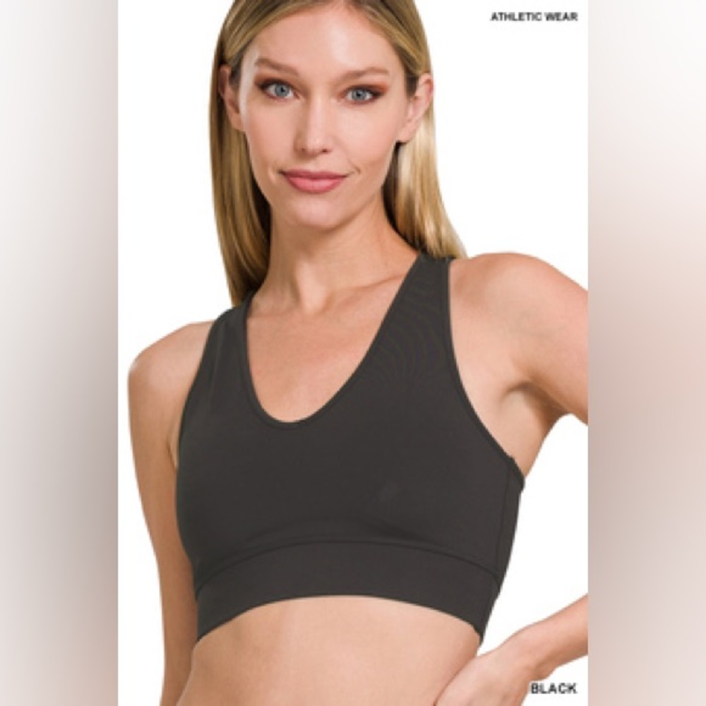 Boutique: Zenana Outfitters black racer back Sports Bra